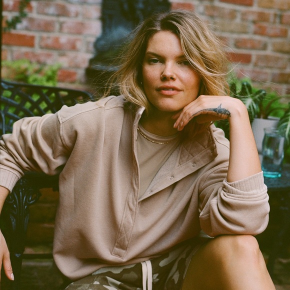 Aerie oh snap sweater shirt. Size xxl. Stone harbor color - Picture 3 of 9